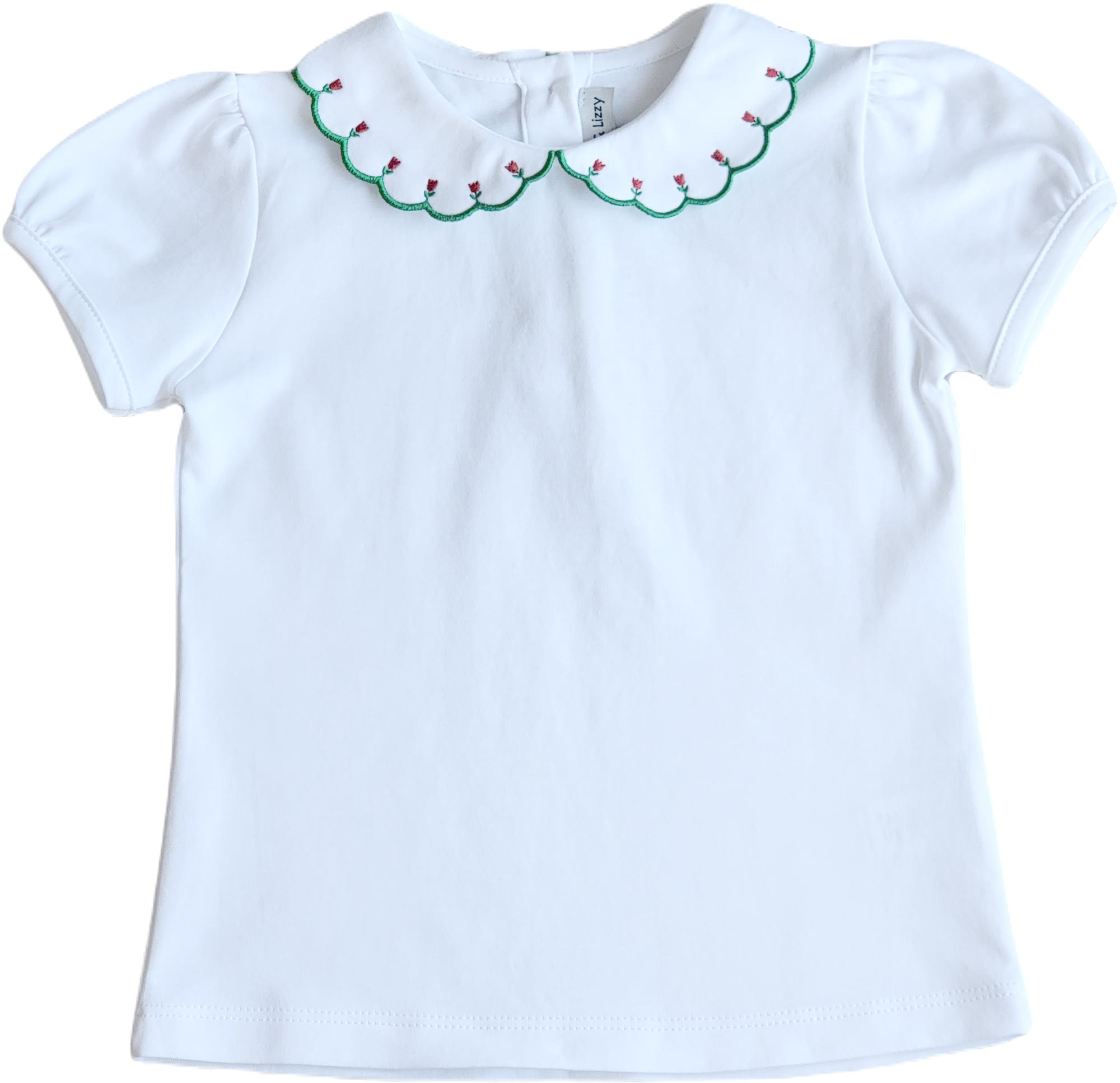 Classic tops White Pima cotton girls top with red tulips