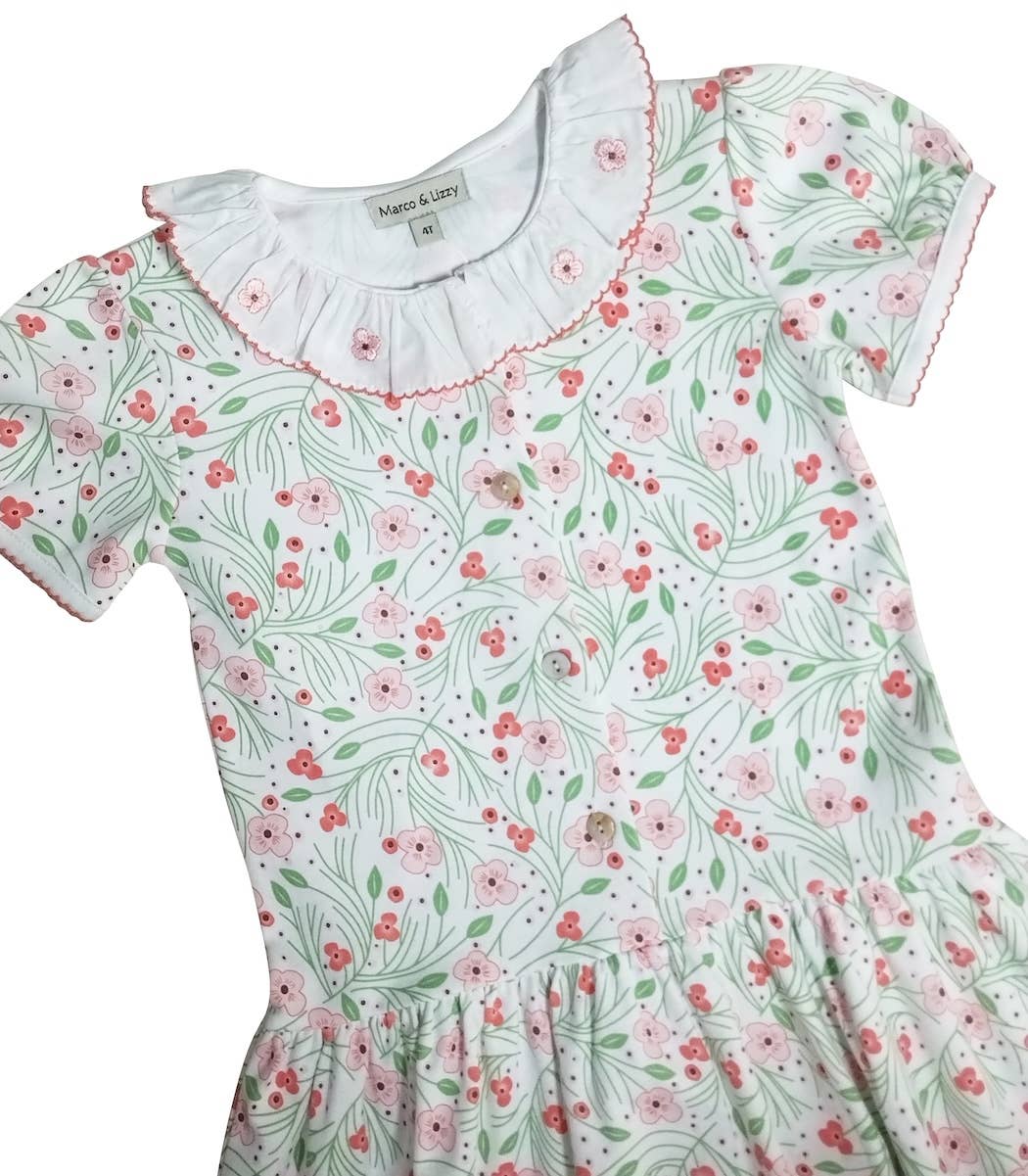 Cherry Blossoms Girl's Dropped Waist Dress