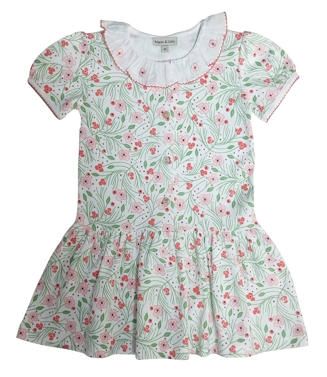 Cherry Blossoms Girl's Dropped Waist Dress