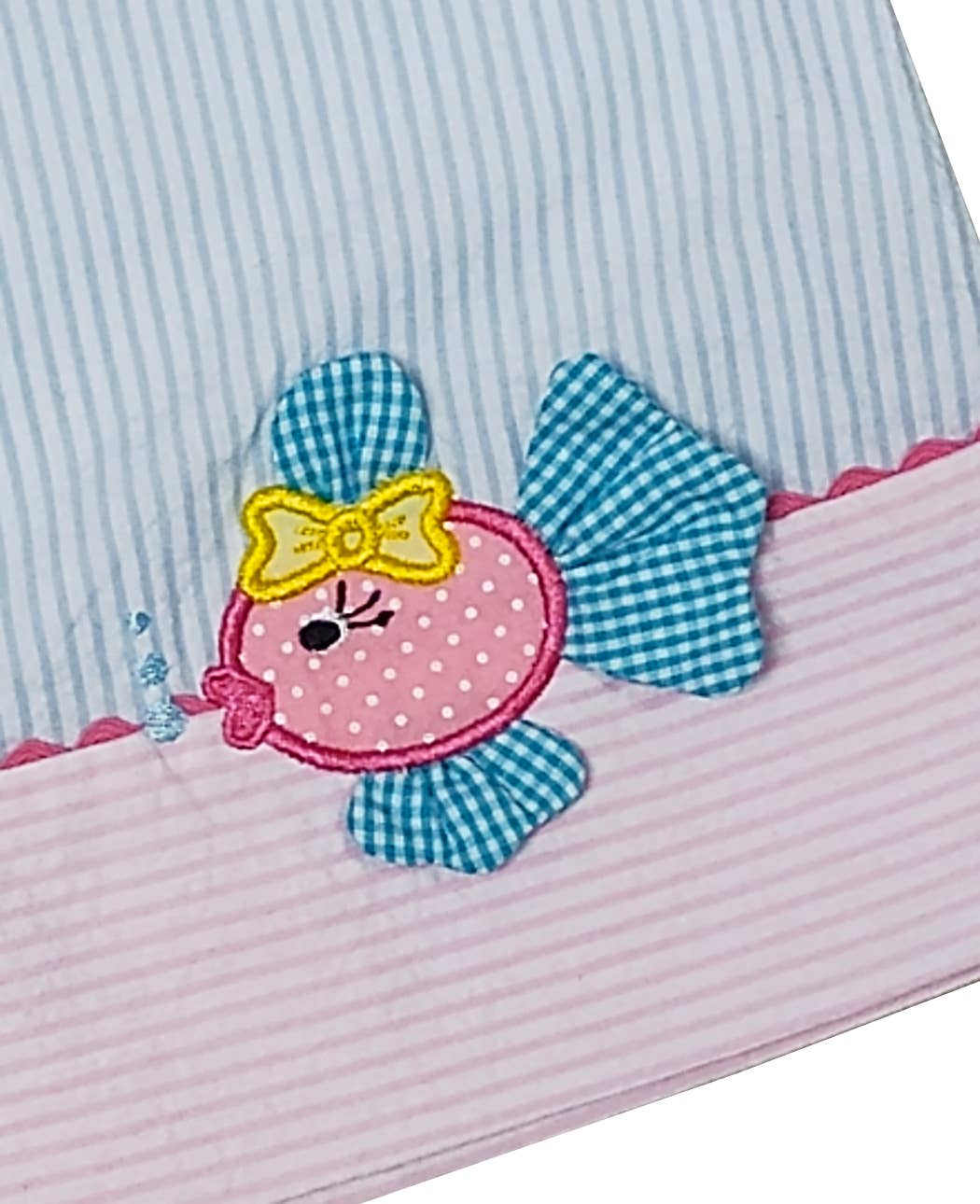 Girl's Pink and Blue Appliquéd Fish A-Line Dress
