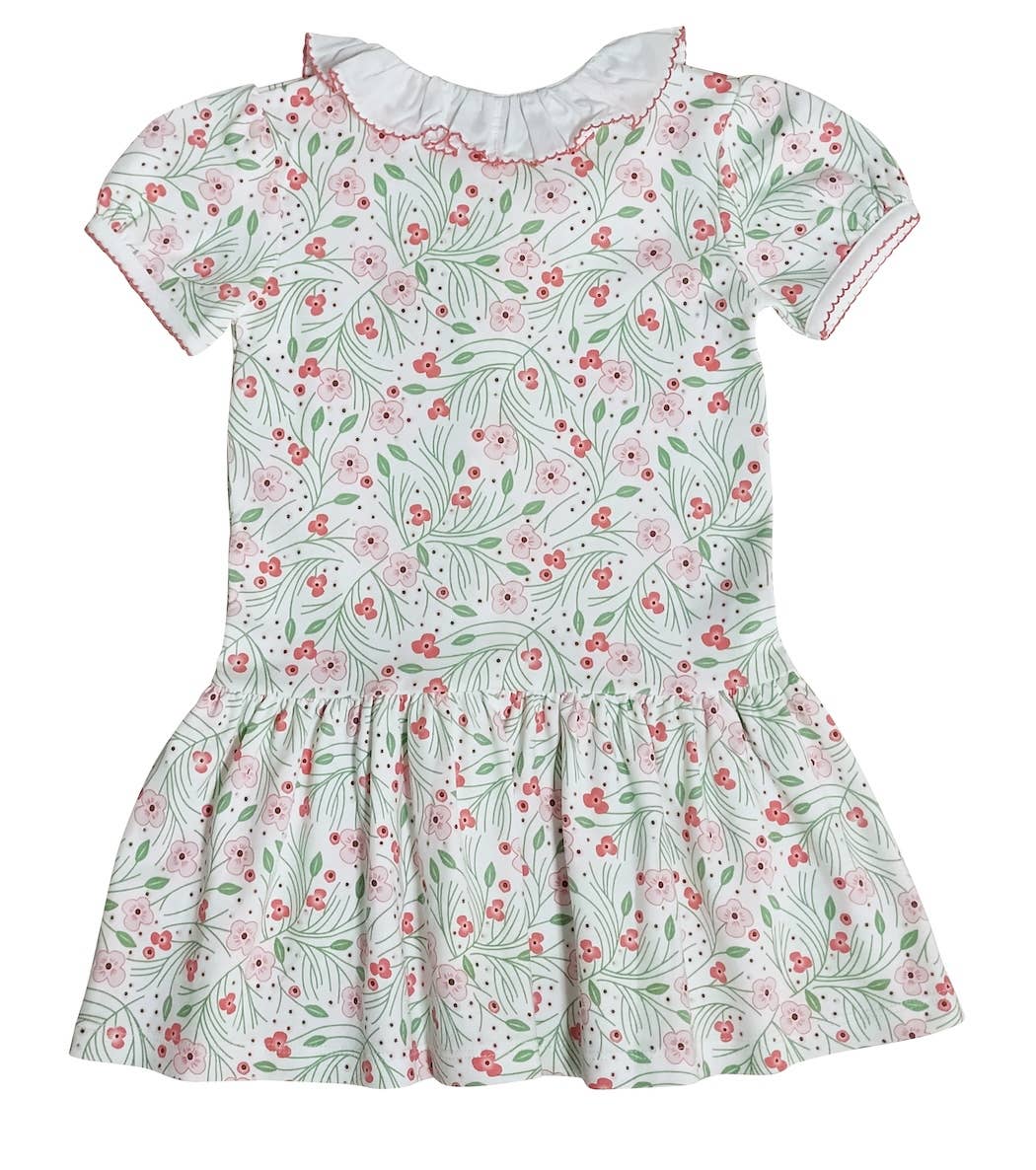 Cherry Blossoms Girl's Dropped Waist Dress