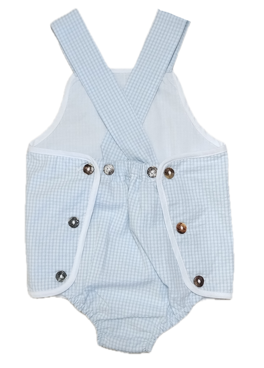 Baby Boy's Blue and White Checkered Sun Romper