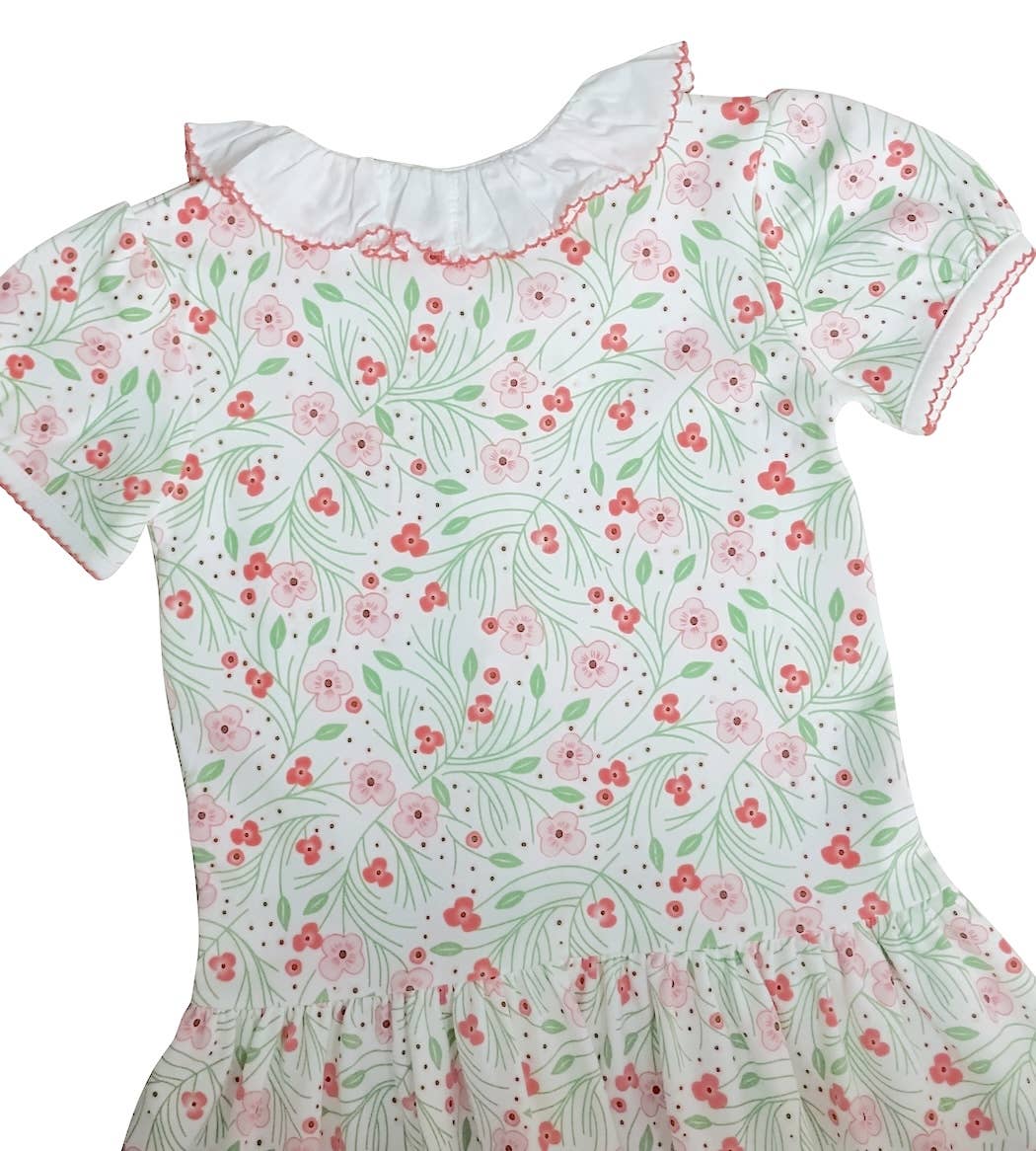 Cherry Blossoms Girl's Dropped Waist Dress