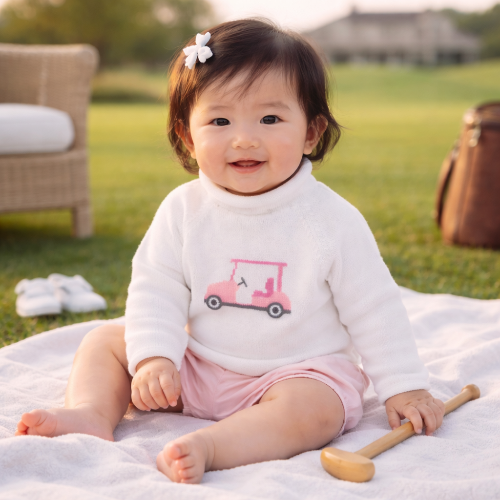 Little Golfer Rollneck Sweater - Pink