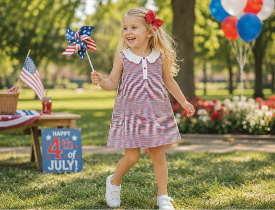 Patriotic Collection Girls stripe A line dress