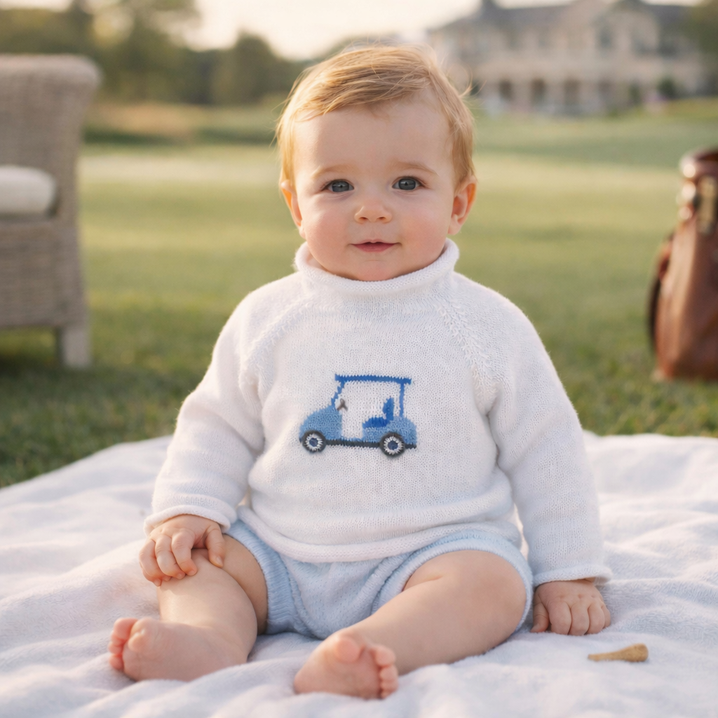Little Golfer Rollneck Sweater - Light Blue